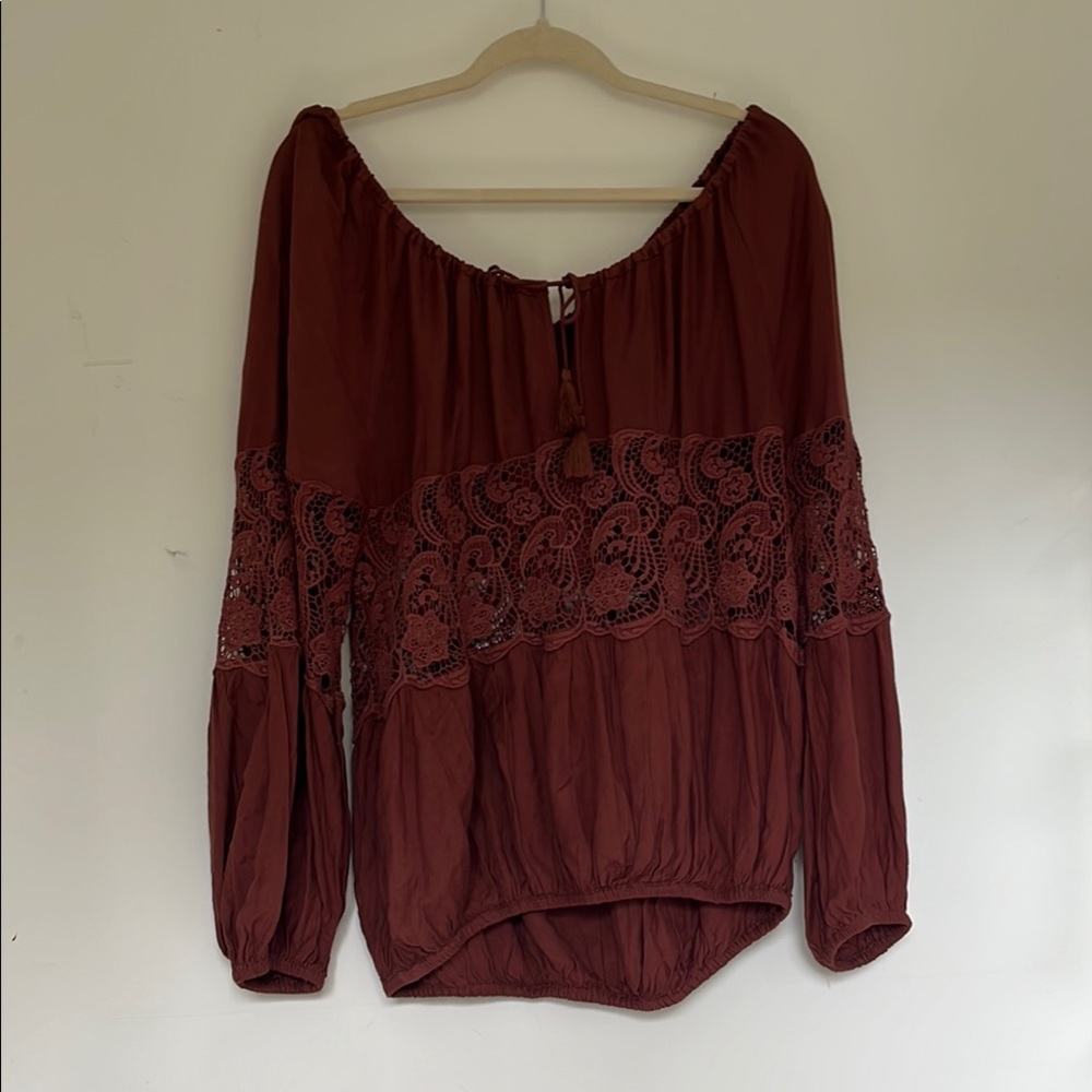 Free People Brown Crochet Women's Top